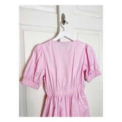 MINKPINK Lora Pink Mini Dress Empire Waist Puff Sleeve Cotton Sz M