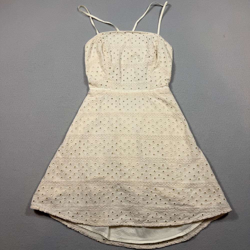 Urban Outfitters Cream Tie Back Eyelet Spaghetti Strap Dress Size XS