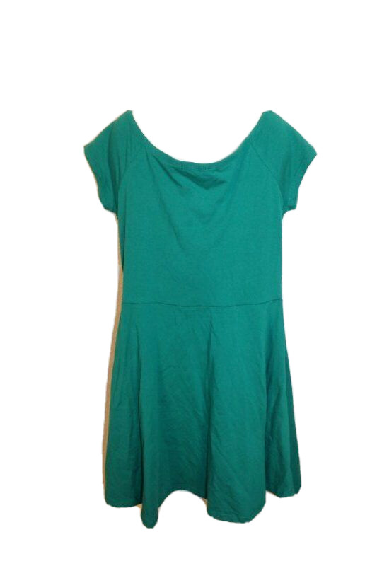 JUNIOR WOMENS TURQUOISE GREEN CAP SLEEVE SHORT DRESS by FOREVER 21 SIZE MEDIUM