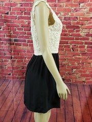 MADISON MARCUS Size S Beige & Black Crochet Sleeveless Dress( /B10)