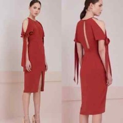 Keepsake The Label NEW Size Medium Rust Two Minds Tie Sleeve Midi Dress Wedding