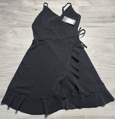 New Look Black Glitter Mini Dress Strappy Wrap Style Size UK 8 BNWT