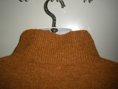 #1144 Sweater Pullover Dress Turtleneck S Dark Orange Yellow Soft Stretch