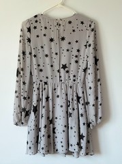 Lovers + Friends Grey Black Star Print Chiffon Long Sleeve Mini Dress Size XS