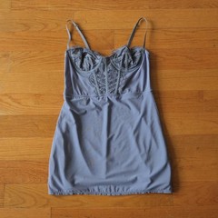 Urban Outfitters Light Before Dark Mini Dress Womens Blue Corset Lace Small NEW