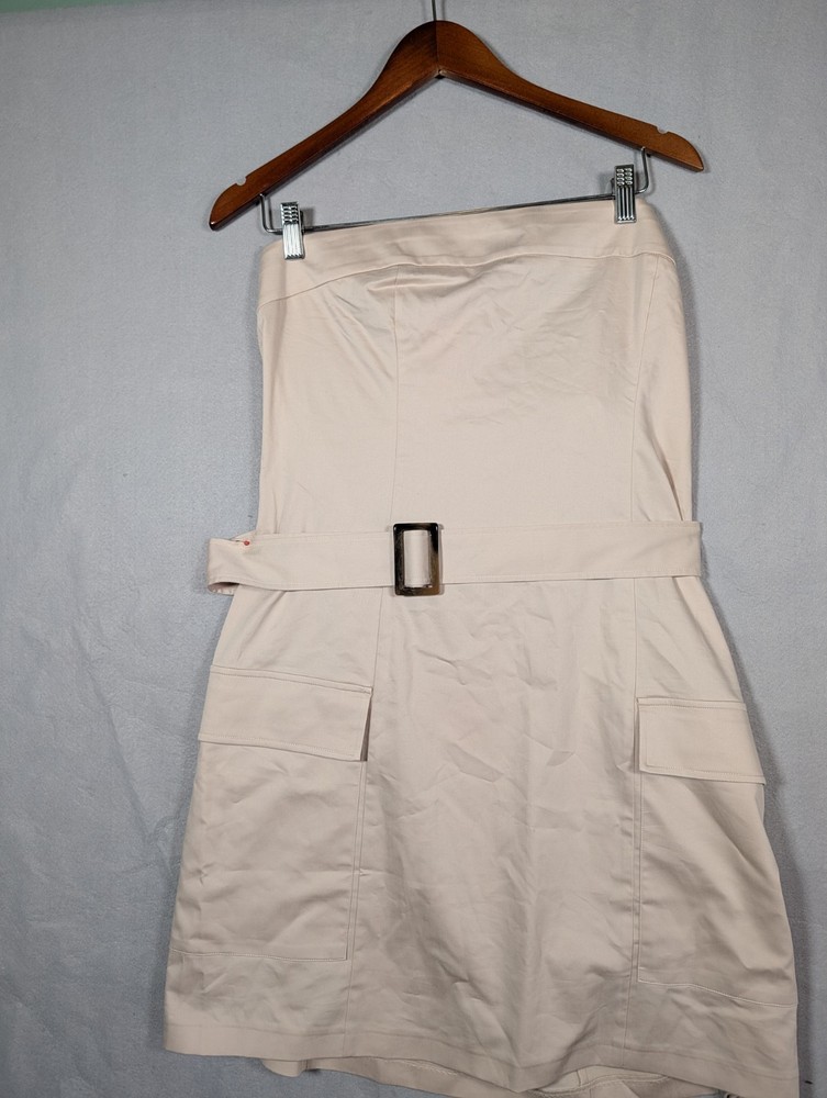 Abercrombie & Fitch Strapless Cargo Mini Dress Belted Cream Size L NWT Straps
