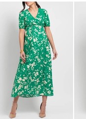 Seraphine Brand New Green Print Maternity Nursing Maxi Dress Size 10 Sundress