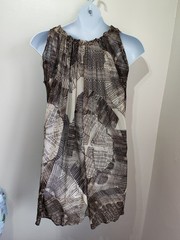 Zara Studio Brown Batik Print Sheer Chiffon Kaftan Tunic Dress Holiday Beach New