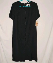 NWT Vintage 90s Kathie Lee Plus 16W Womens Long Black Dress Casual
