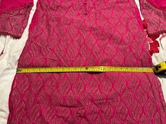 Gul Ahmed Ideas Pret Leaf Pattern Buttoned-Up Kurta Tunic Dress – Pink – Size M