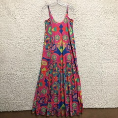 Judith March Dress Medium Adult Pink Floral A Line Maxi Sleeveless Casual Womens