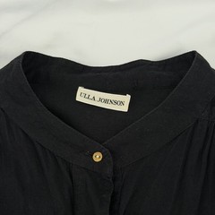 Ulla Johnson Cotton Button Up Mini-Shirt Dress Pleated 3/4 Sleeve Button Cuffs