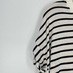 Ellison Womens Black White Striped Short Sleeve Rolled Cuff T-Shirt Dress Size L