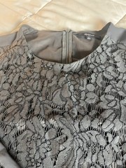 Madewell Lace Dress Womens 4 Blue Gray Long Sleeve Floral Overlay Cocktail Party