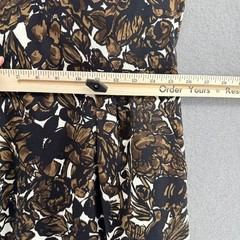 VTG Talbots Floral Print Stretch Dress Black Brown White SZ 8 Y2K Flowercore
