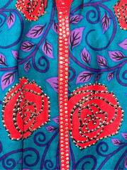Zimbest Creations designer African dress rose print gold studded dress size XL