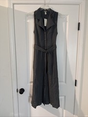 Women&rsquo;s Button-Front Belted Midi Shirtdress A New Day Gray Womens MEDIUM