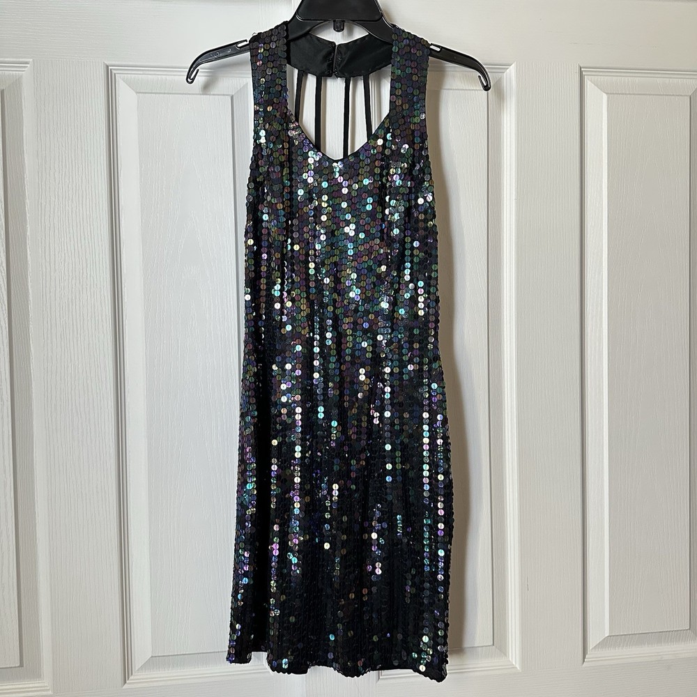 New Robert Anthony Sequin Beaded Bodycon Dress Size 12 Vintage Y2K 1990s Prom