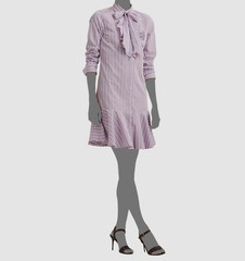 Ralph Lauren Women&rsquo;s Purple Striped Broadcloth Tie-Neck Shirt Dress Size 4
