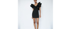 NWT ZARA MINI FITTED RUFFLED SHORT DRESS 1660/804 BLACK COCKTAILPARTY CLUBWEAR M