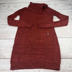 Prana Sweater Dress ARCHER Women’s Medium Red Shawl Cowl Neck Mini Knit Pockets