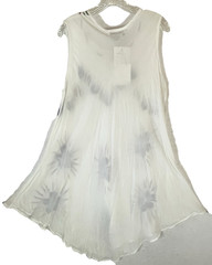 JESSICA TAYLOR White Blue Floral Sheer Sundress Beach Cover-Up Gauzy Boho OSFM