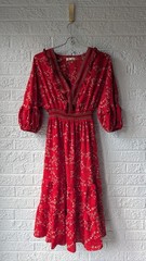 Beth Dutton style Red Max Studio Small floral empire waist V-neck dress
