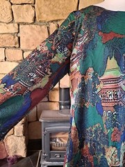 Tendency Dark Green Patterned/multi Layered Shift Dress Size L BNWT