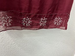 Boutique Europa Womens Burgundy Silver Embroidered Trim Dress Size 10 FairyCore