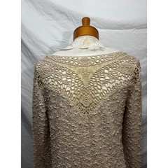 Altar&rsquo;d State Layered Textured Ivory Beige Long Sleeve Knit Dress (Large)