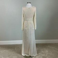 Mac Duggal 26175 Gold Evening Gown Sequin Long Sleeve Formal Column Dress Size 6
