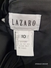 Lazaro Midi Dress Womens 10 Black Ribbon Belt Square Neck Spaghetti Straps Party