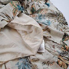 Banana Republic Dress Womens Medium Beige 100% Linen Tropical Floral Shirt Swing