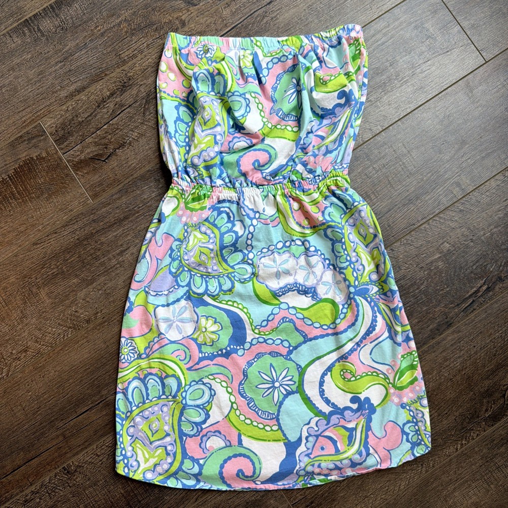 Lilly Pulitzer Windsor Strapless Dress Multi Conch Republic Size XS