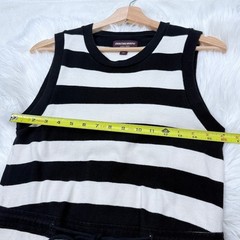 Johnston & Murphy Womens Black White Striped Cotton Sleeveless Knit Dress S