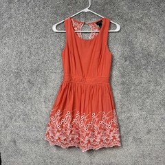 Rue21 Mini Sundress M Orange Lace Embroidered Fit Flare Boho Summer Festival