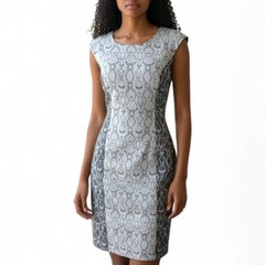 Kay Unger New York Snakeskin Lace Detail Midi Dress Size 10