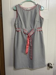 Jessica Howard Women&rsquo;s Sleeveless Dress Stripes Size 8P Pink Grey White