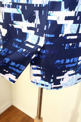 Minimalist MARIO SERRANI Mini Sheath Dress Sz. 2 Blue White Black Abstract #03