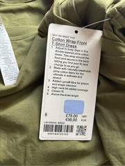 NWT lululemon Cotton Wrap Front T Shirt Dress Green Pima Cotton Size 8