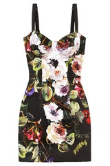 Dolce Gabbana bustier mini dress Black Rose Garden Sz 6