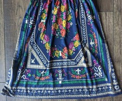 New! Cristinalove Size S Blue Green Gray Tan & Lilac Floral Print Stretch Dress