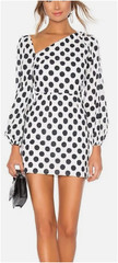 Lovers and Friends Andy Mini Dress Revolve Polka Dot One Shoulder Size L NWT