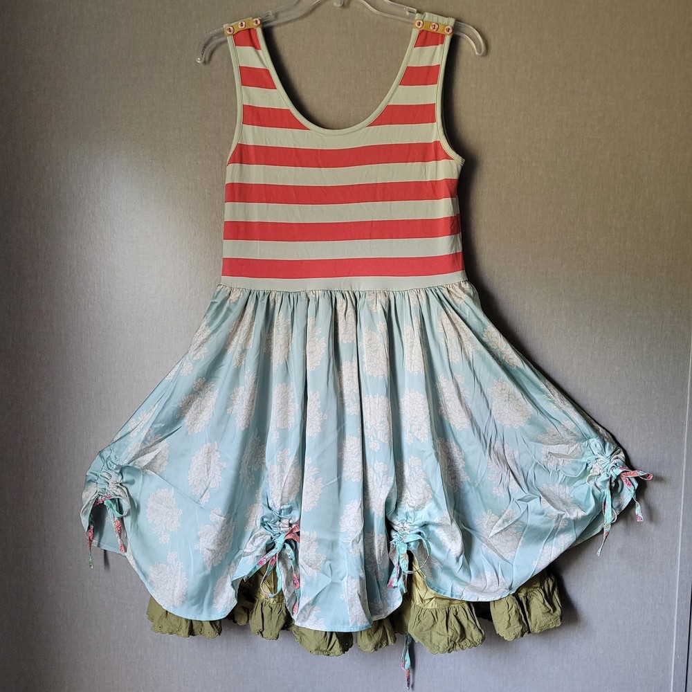 Matilda Jane Size Medium Platinum Serendipity Dress Striped Floral Pick Up Skirt