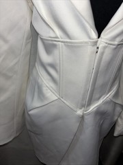 Akira Modern Chic Sleek Bodycon Structured White Satin Corset Blazer Dress SZ M