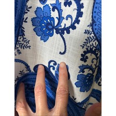White closet elements white blue boho cottage paisley wrap Midi dress L