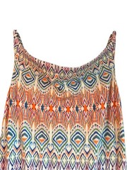 CAbi In the Sun Maxi Dress Aztec Ikat Geometric Knit Orange Blue Slit Size Small