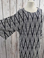 Azules XL Black White 3/4 Slit Sleeve Simple Career Cocktail Shift Dress Chic