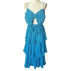 NWT AMUR Belinda Bow Dress inOmbre Teal Tropic Floral Size: 6