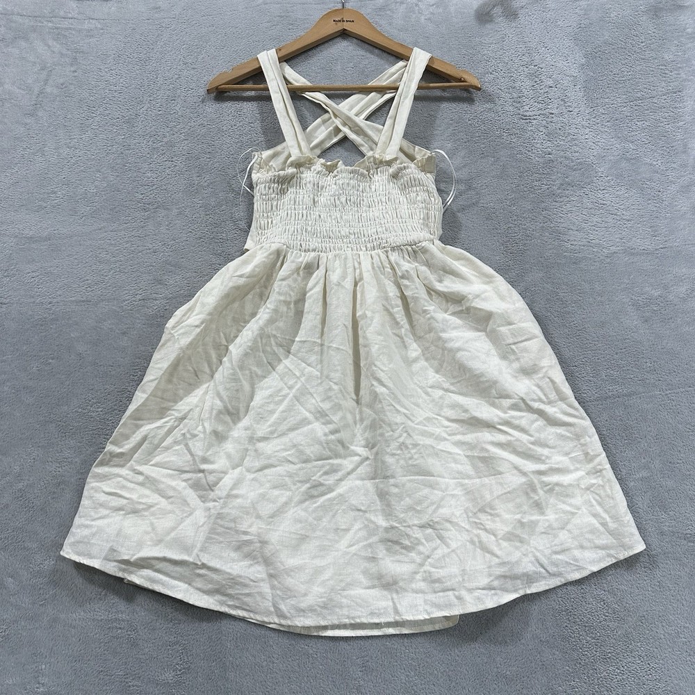 Mi Ami Mini Dress Women Small White Linen Cutesy Coquette Babydoll